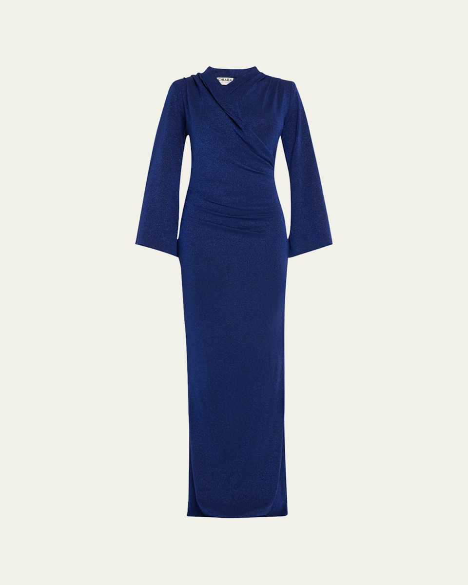Stena Shimmer Draped Column Gown